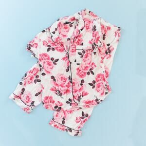 Kate Spade New York Rose Print White Pink Matching Pajama Set Size XSmall Preppy